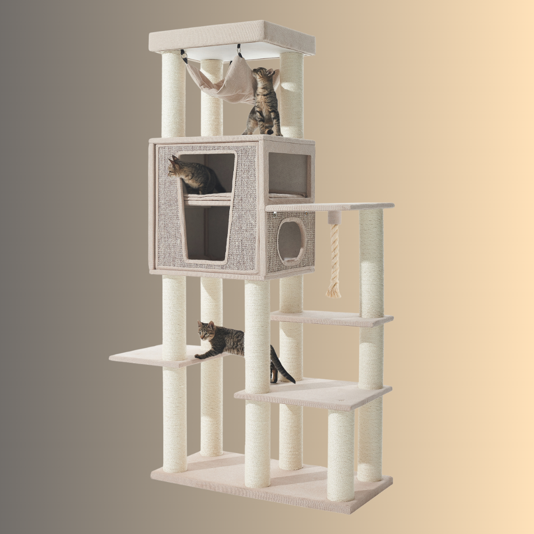 Arbre à chat - KASIL - Crème façon Lin