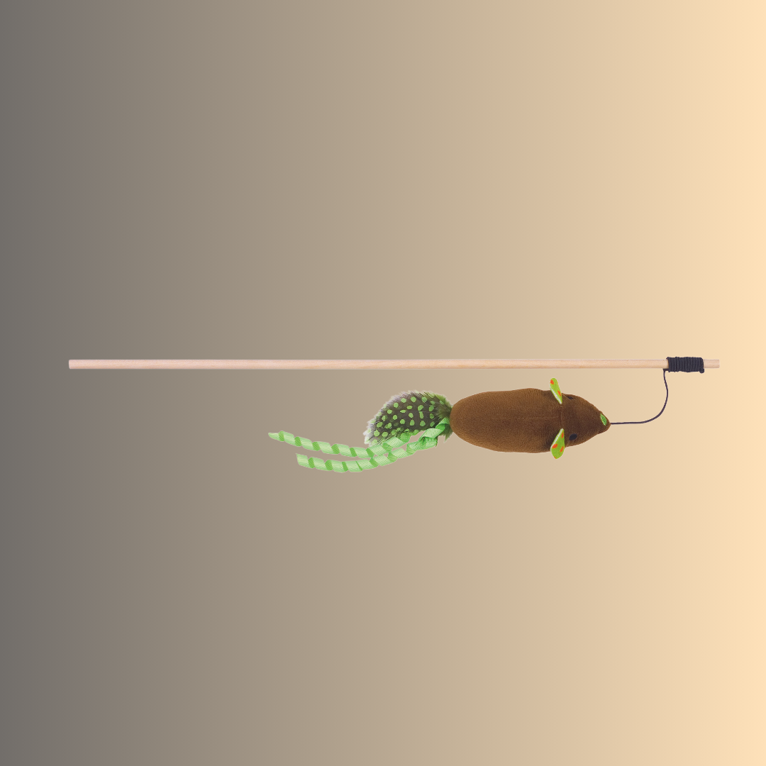 Canne à pêche avec souris en peluche et catnip