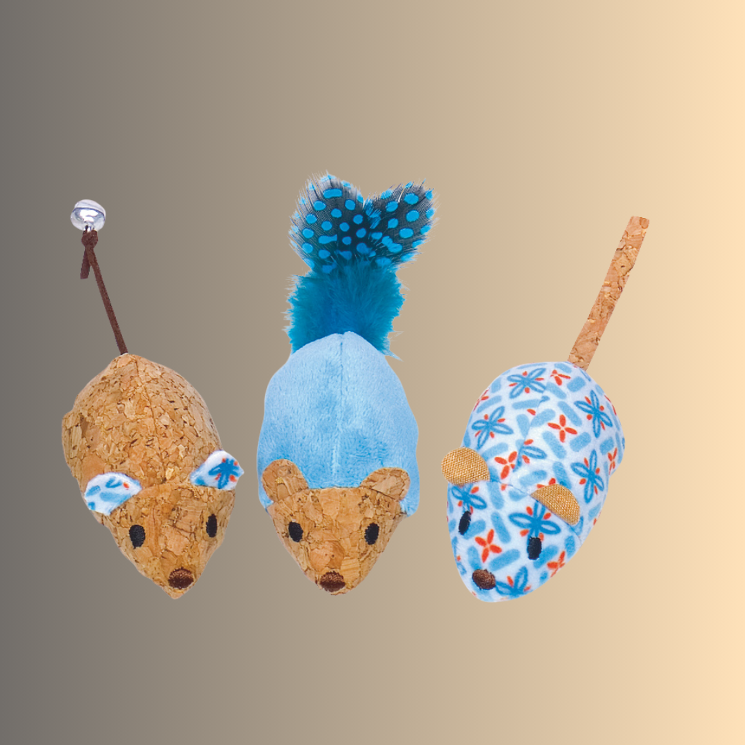 Lot de 3 souris en peluche avec herbe à chat