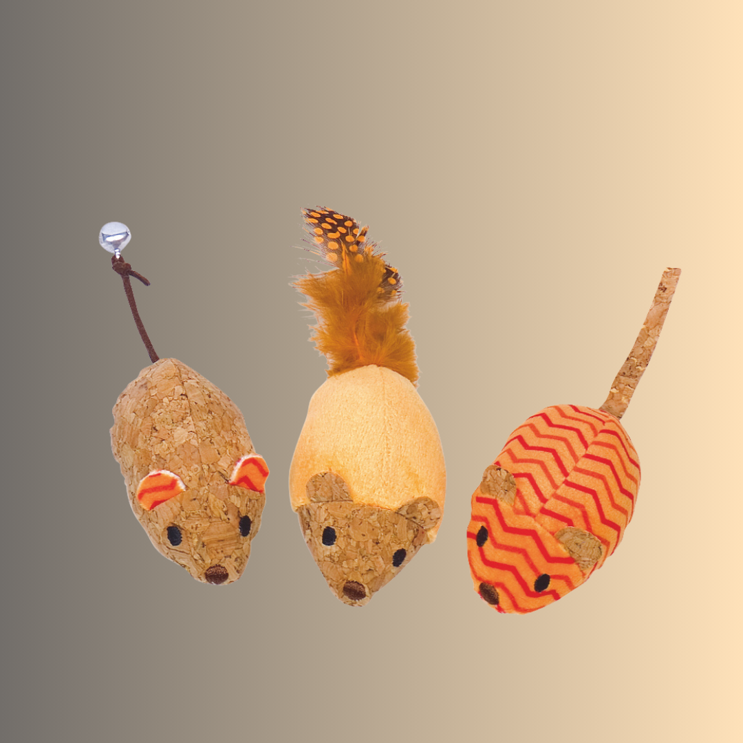 Lot de 3 souris en peluche avec herbe à chat