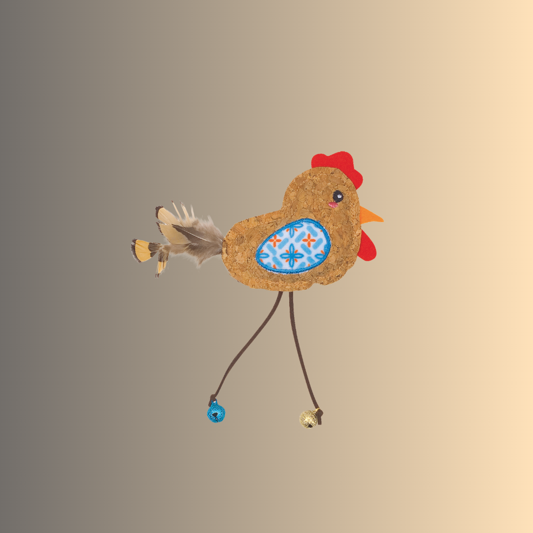 Oiseau en liège avec herbe à chat