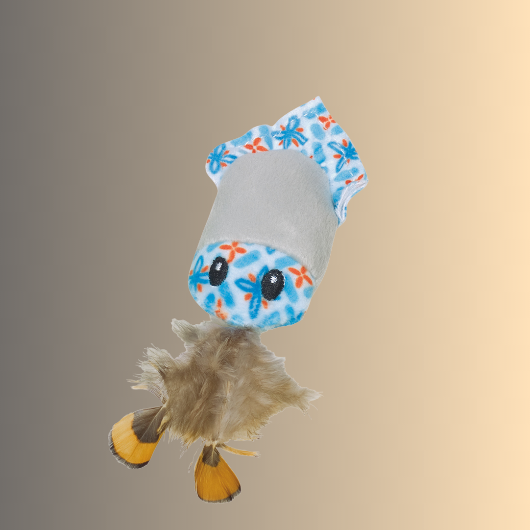 Peluche pieuvre avec herbe à chat